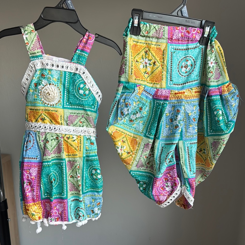 Multi Color Kurti dhoti set..Patch print